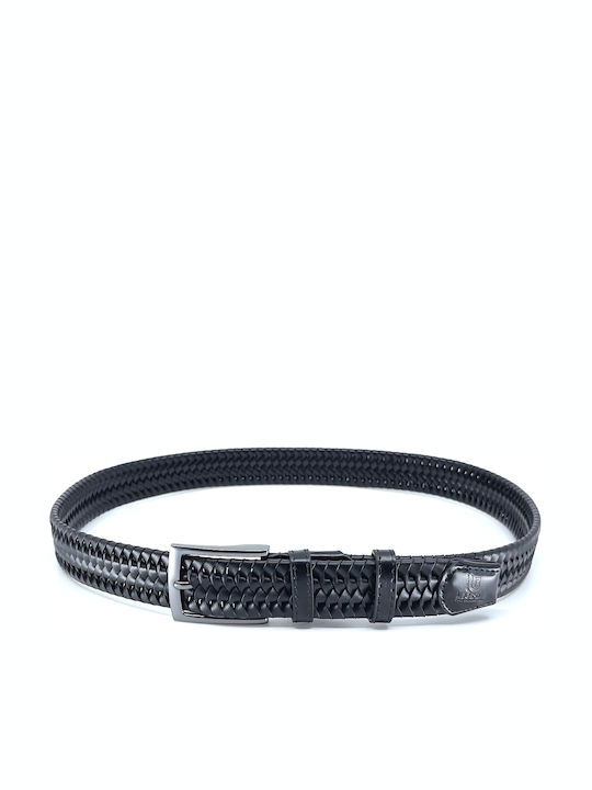 -21 Elastic Men's Belt Leather Knitted Black