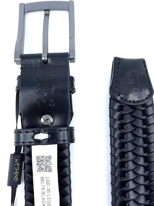 -21 Elastic Men's Belt Leather Knitted Black