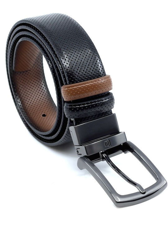 Men's Belt Leather Double Sided Black / Taba