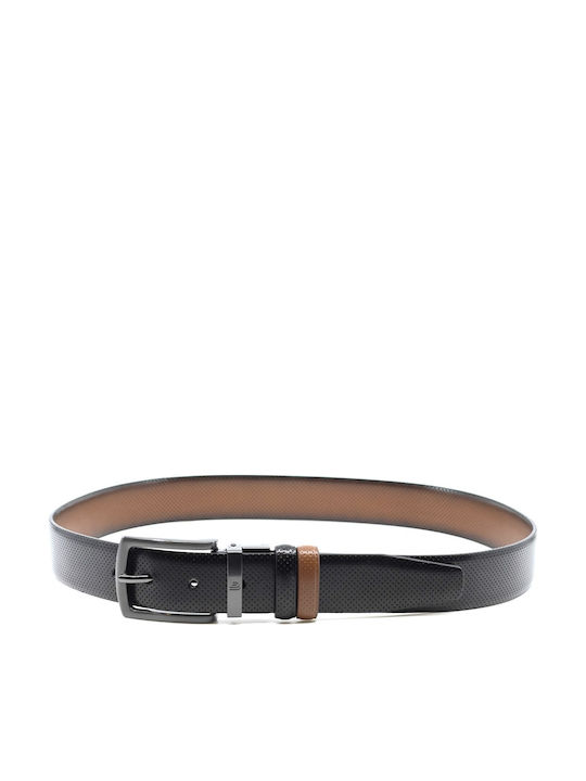 Men's Belt Leather Double Sided Black / Taba
