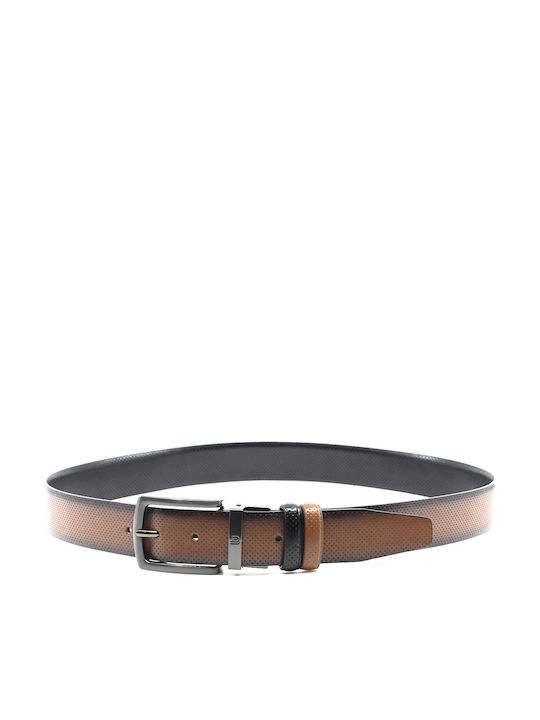 Men's Belt Leather Double Sided Black / Taba