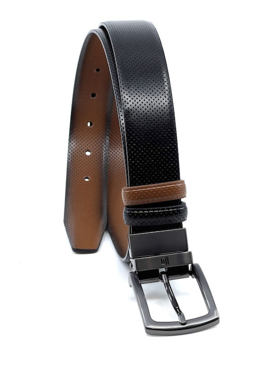 Men's Belt Leather Double Sided Black / Taba