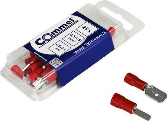 Commel Συρταρωτοί Ακροδέκτες με Μόνωση 0,5-1,5mm² Μπλε (CO365812) σε σετ των 25τμχ