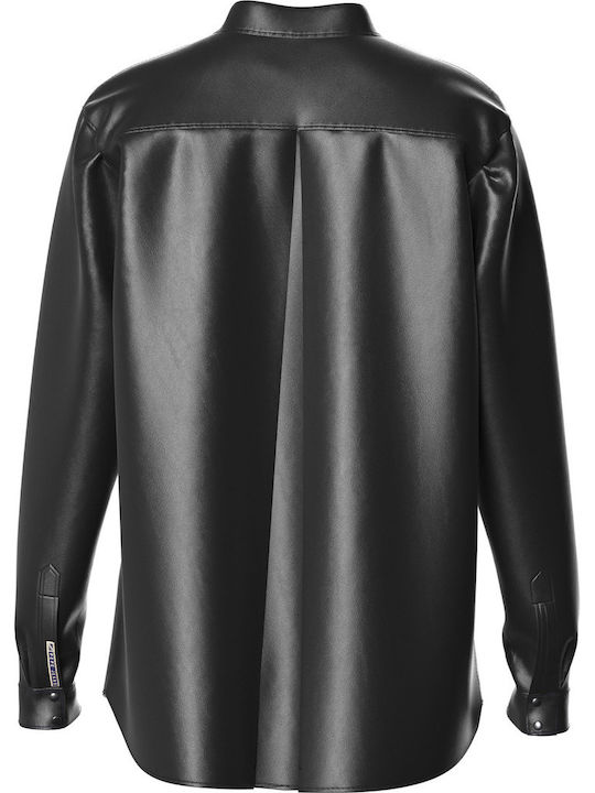 Carla Δερμάτινo Γυναικείο Μαύρο Overshirt