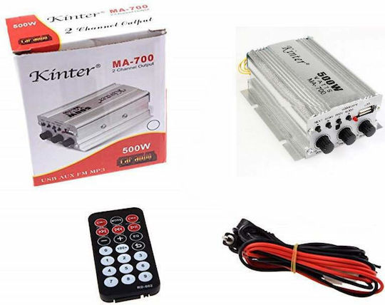 Car Audio Amplifier MA-700 Kinter Mini με Τηλεχειριστήριο USB/AUX/FM/MP3 2 Channels