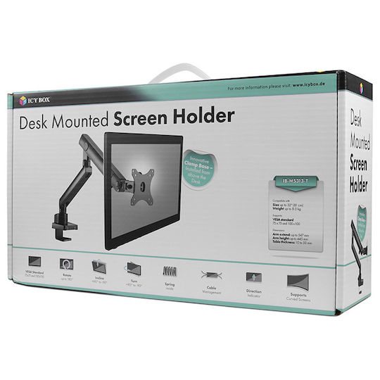 Icy Box Stand Desk Mounted Monitor up to 32" with Arm (IB-MS313-T)