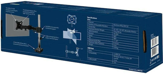 Arctic Z1 (Gen 3) Βάση Γραφείου Οθόνης έως 38" με Βραχίονα Ασημί