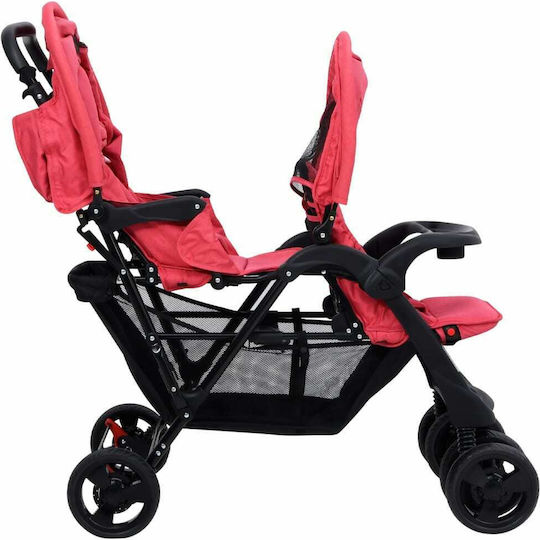 vidaXL Verstellbar Doppelter Kinderwagen Geeignet für Neugeborene Rot