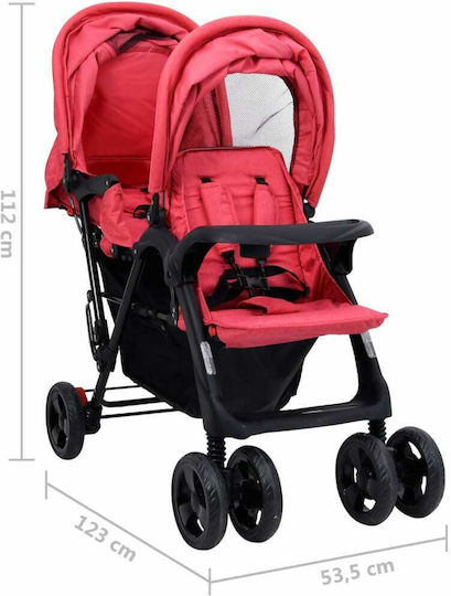vidaXL Verstellbar Doppelter Kinderwagen Geeignet für Neugeborene Rot