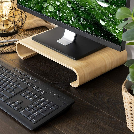 Navaris Wood Bamboo Desktop Stand Monitor Brown