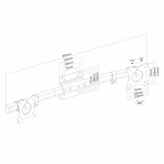 Newstar Επιτοίχια Βάση για 2 Οθόνες έως 27" (FPMA-CB100BLACK)