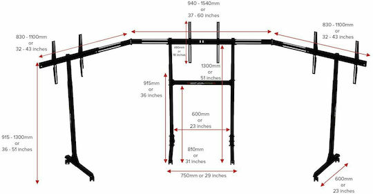 Next Level Racing NLR-A010 Fernsehhalterung Boden bis 65" und 70kg
