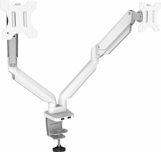 Fellowes Platinum Desktop Stand for 2 Monitors up to 32" with Arm White