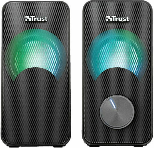 Trust Arys RGB Compact 2.0 Speaker Set Difuzoare de Calculator 2.0 cu Iluminare RGB și Putere 12W în Negru Culoare