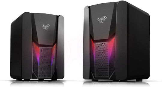 Aula N-108 Ηχεία Υπολογιστή 2.0 με RGB Φωτισμό και Ισχύ 3W Μαύρα