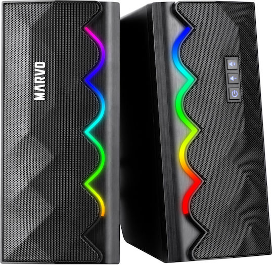 Marvo SG-269 Ηχεία Υπολογιστή 2.0 με RGB Φωτισμό και Bluetooth σε Μαύρο Χρώμα