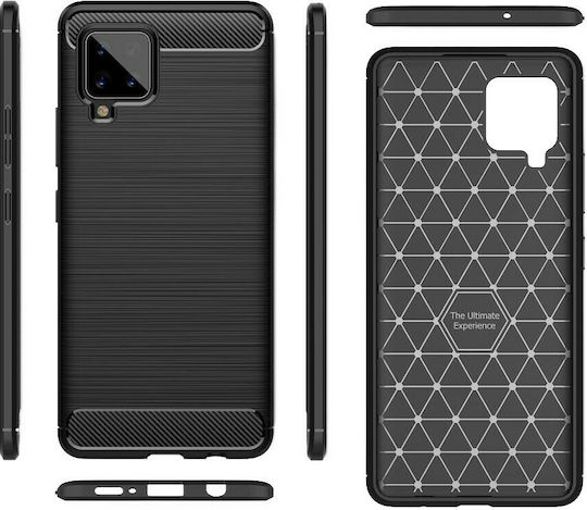 Carbon Umschlag Rückseite Silikon Schwarz (Galaxy A42)
