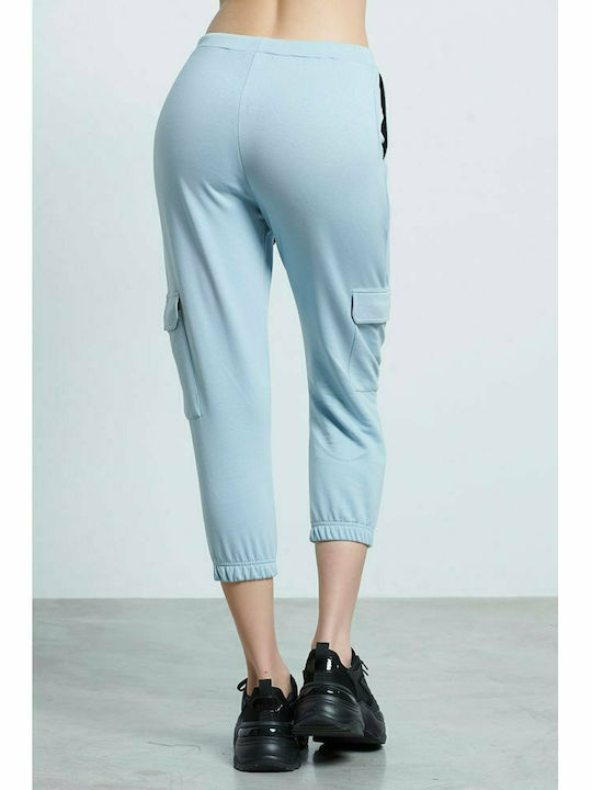 BodyTalk Pantaloni de trening pentru femei cu cauciuc Albastru deschis