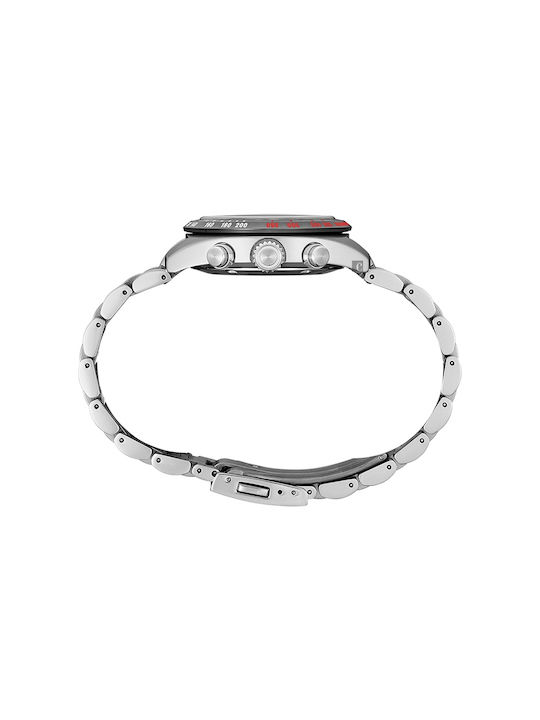 Seiko Prospex Speedtimer Ανδρικό Ρολόι 39mm Χρονογράφος Solar με Ασημί Μεταλλικό Μπρασελέ