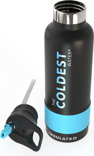 Proteas Filter Sticlă Termos Oțel inoxidabil 621ml Negru cu Pai