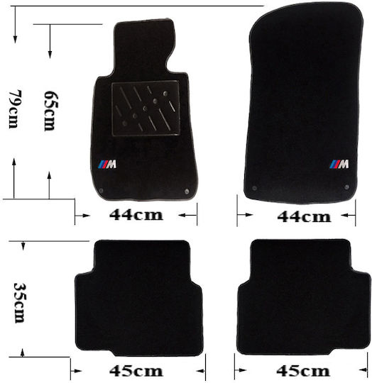 Carner Set of Front and Rear Mats 4pcs for BMW Series 3 1999+ Black