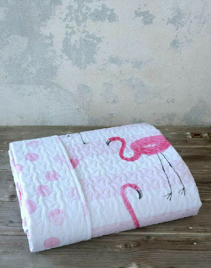 Nima Παιδικό Κουβερλί Μονό Flamingo Love Ροζ 160x240εκ.