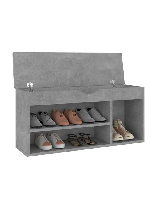 Wooden Shoe Organizer with 2 Shelves Grey 104x30x49cm