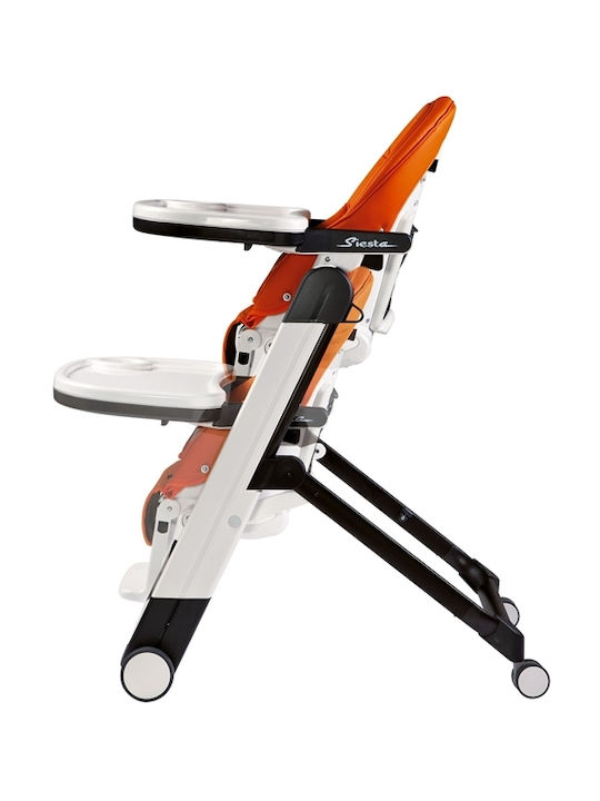 Peg Perego Siesta Follow Me Scaun Înalt De Masă Bebe Pliabil Cu Înălțime Reglabilă Portocaliu Wonder