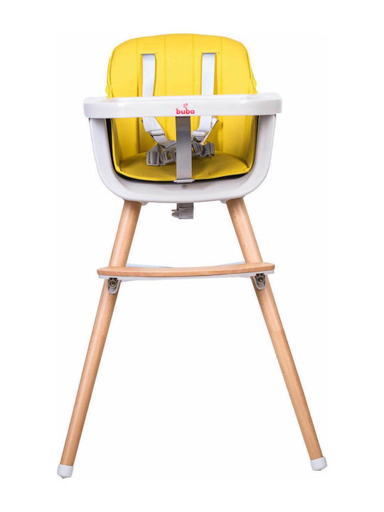 Buba Carino Baby Highchair 2 in 1 with Wooden Frame & Wooden Seat Yellow