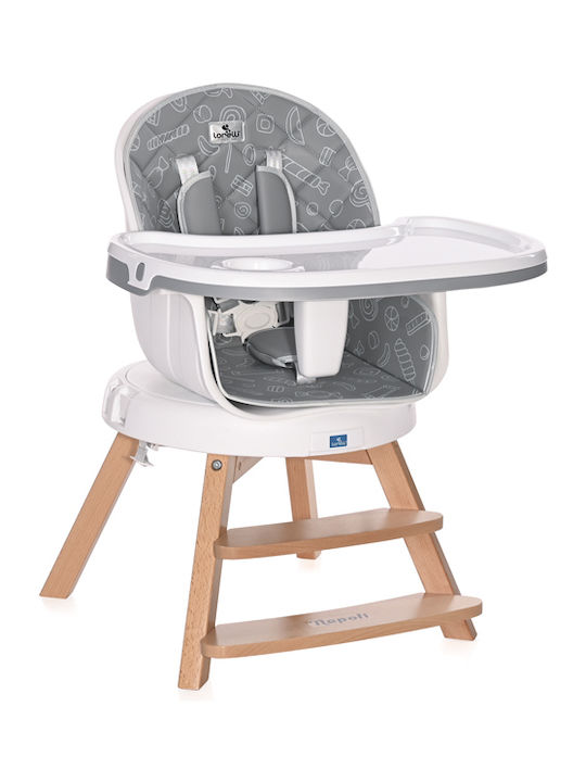 Lorelli Napoli Baby Highchair 3 in 1 with Adjustable Height Grey Candy