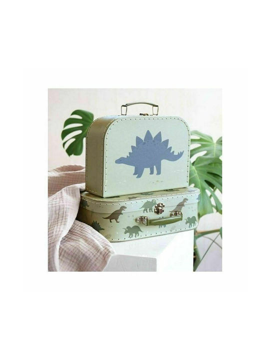A Little Lovely Company Decorative Suitcase Dinosaurs Made of Wood 2 Pieces Green