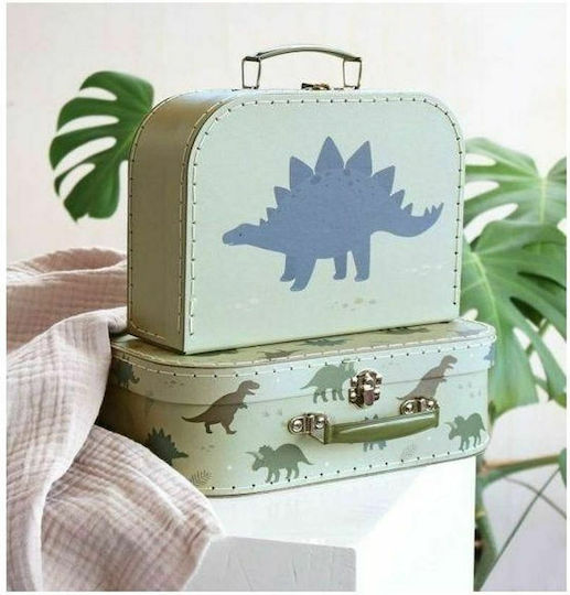 A Little Lovely Company Decorative Suitcase Dinosaurs Made of Wood 2 Pieces Green