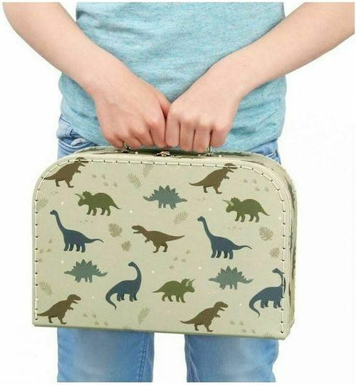 A Little Lovely Company Decorative Suitcase Dinosaurs Made of Wood 2 Pieces Green