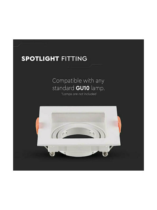 V-TAC Square Plastic Frame for Spot GU10 White 10.2x10.2cm. 1pcs
