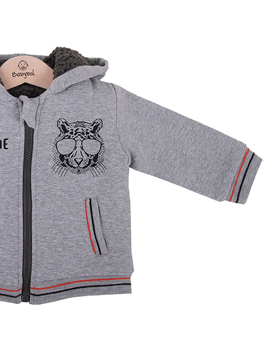 Babybol Boys Cotton Hooded Sweatshirt with Zipper Gray