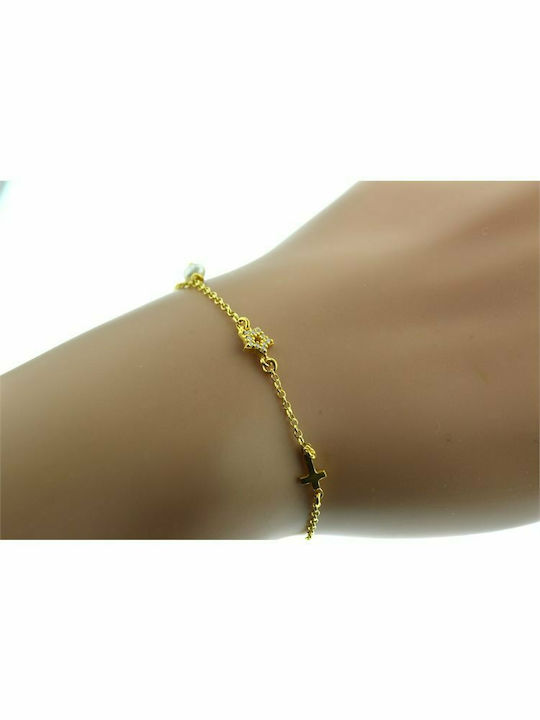 Gold plated silver bracelet with star and cross