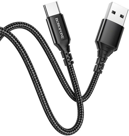 Borofone BX54 Geflochtenes USB Typ-C Kabel USB 2.0 männlich - USB-A Schwarz 1m