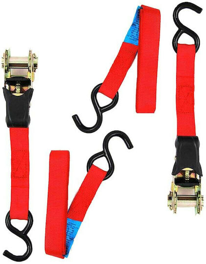 Carner Car Luggage Strap with Ratchet Red 300x2.5cm 2pcs