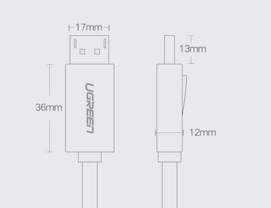 Ugreen Cable DisplayPort male - DisplayPort male 1.5m Μαύρο (10245)