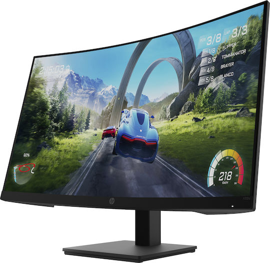 HP X32c VA Curved Gaming Monitor 31.5" FHD 1920x1080 165Hz με Χρόνο Απόκρισης 1ms GTG