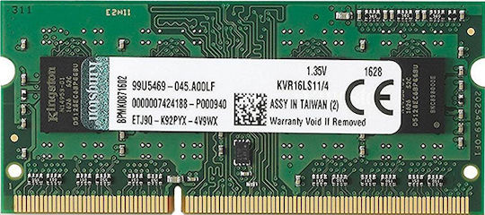 Kingston Valueram DDR3L με Module 1x4GB και Ταχύτητα 1600 για Desktop