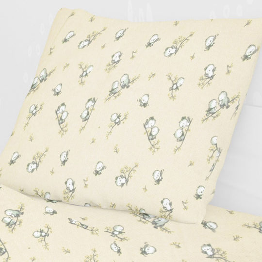 Dimcol Birds Παιδική Μαξιλαροθήκη από 100% Βαμβάκι 50x70εκ. 16 Ecru