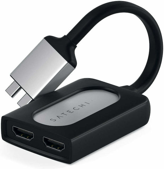 Satechi Μετατροπέας USB-C male σε HDMI 2x female Ασημί 1τμχ ST-TCDHAS