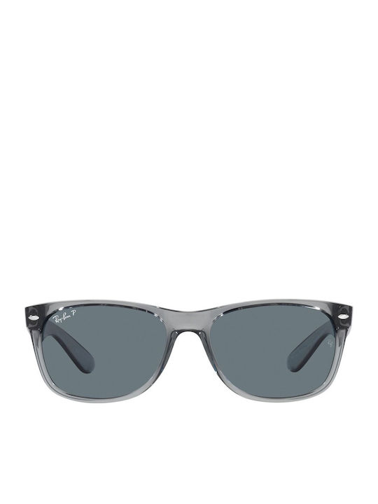 Ray Ban Wayfarer Унисекс Слънчеви Очила със Сив Пластмасов Рамка и Сини Поляризирани Лещи RB2132 6450/3R