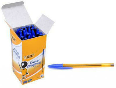 Bic Στυλό Ballpoint 0.8mm με Μπλε Mελάνι 50τμχ Cristal