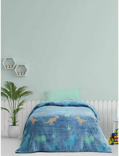 Kocoon Pătură Fleece Shiny Dinos Albastru 150x220cm