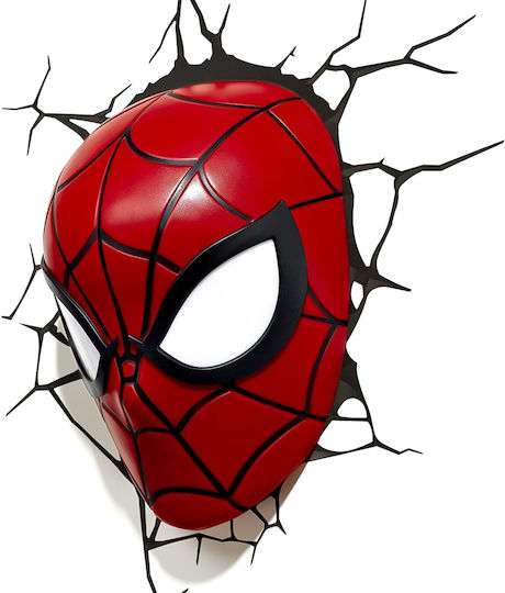 3DLightFX Παιδικό Φωτιστικό Τοίχου Led Πλαστικό Spiderman Mask