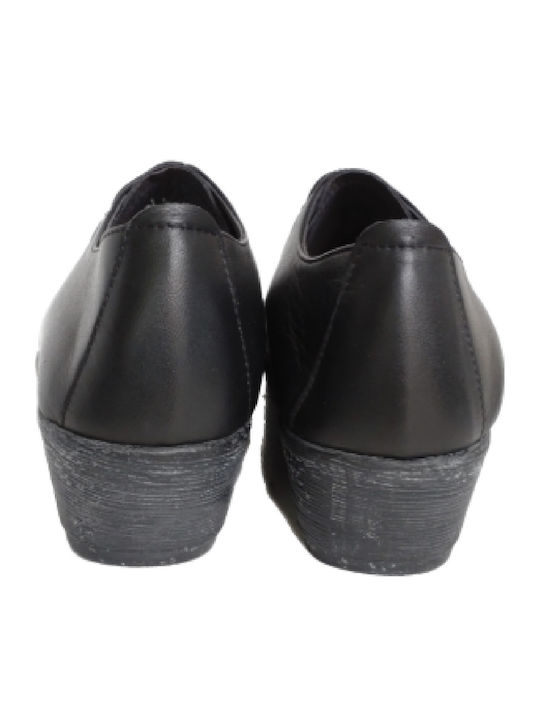 Δερμάτινα Γυναικεία Oxfords σε Μαύρο Χρώμα