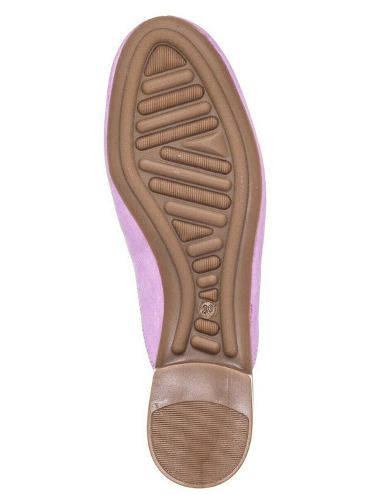 Flat Δερμάτινα Mules σε Μωβ Χρώμα