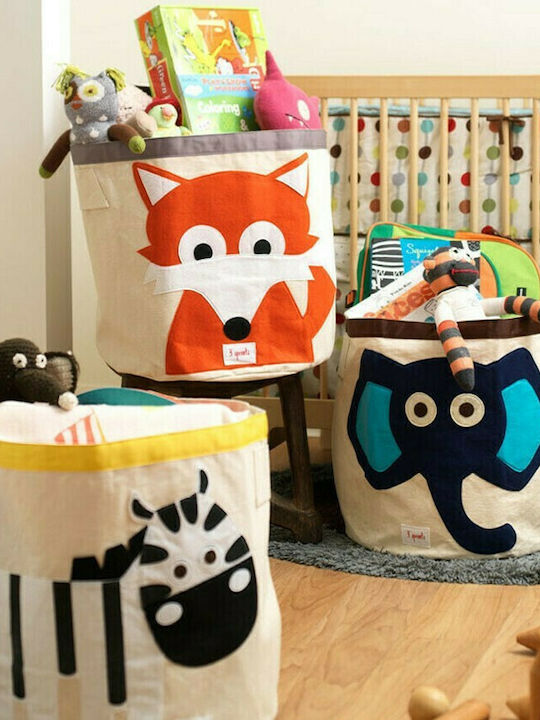 3 Sprouts Children's Storage Basket made of Fabric Elephant Fuchsia 43x43x45cm 1pcs